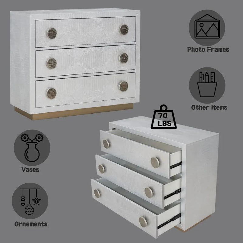 Anpu - Console Cabinet - Silver Faux Crocodile Skin by Unique Piece Furniture