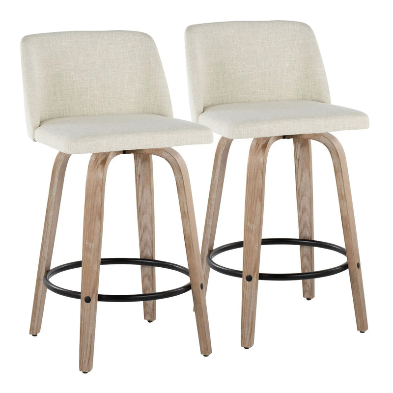 Toriano - Contemporary Fixed Height Counter Stool Swivel & Round Footrest (Set of 2) by Unique Piece Furniture