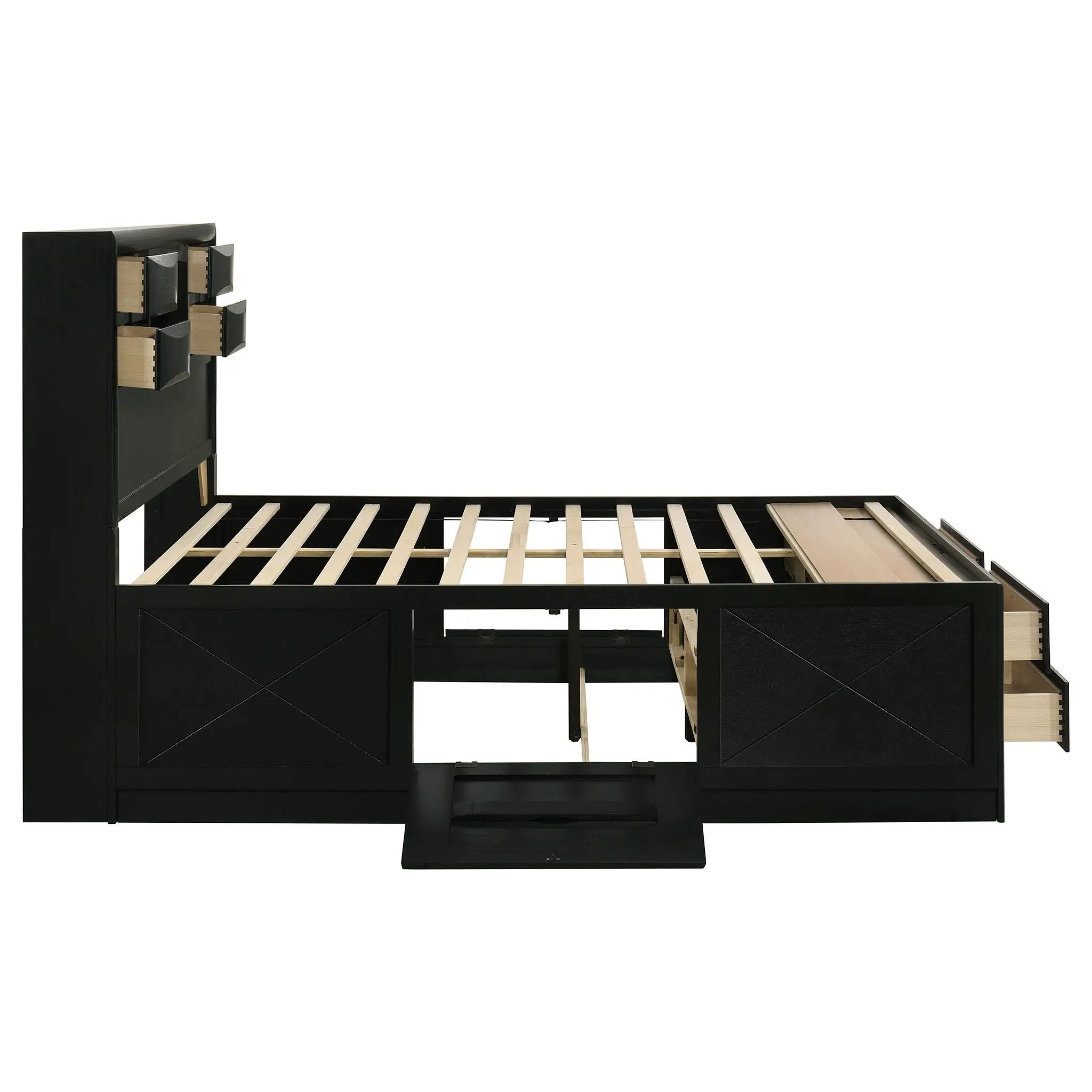Briana Wood Eastern King Storage Bookcase Bed Black by Unique Piece Furniture