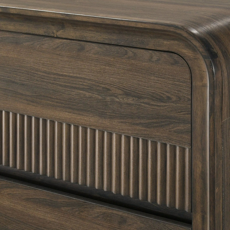 Flair Rounded Edges Nightstand, 2 Drawer Storage - Brown by Unique Piece Furniture