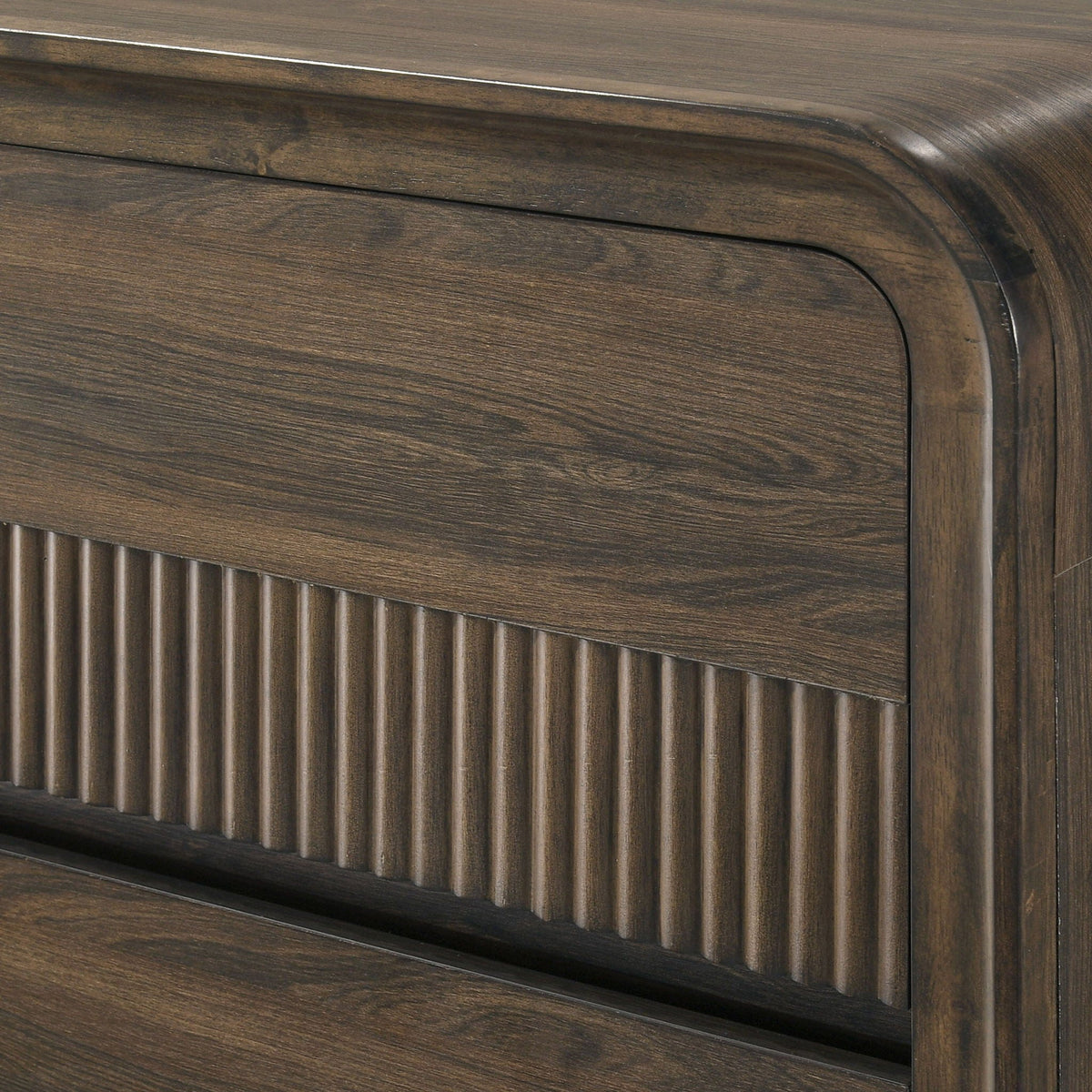 Flair Rounded Edges Nightstand with 2 Drawer Storage - Brown, photo 3 of 6