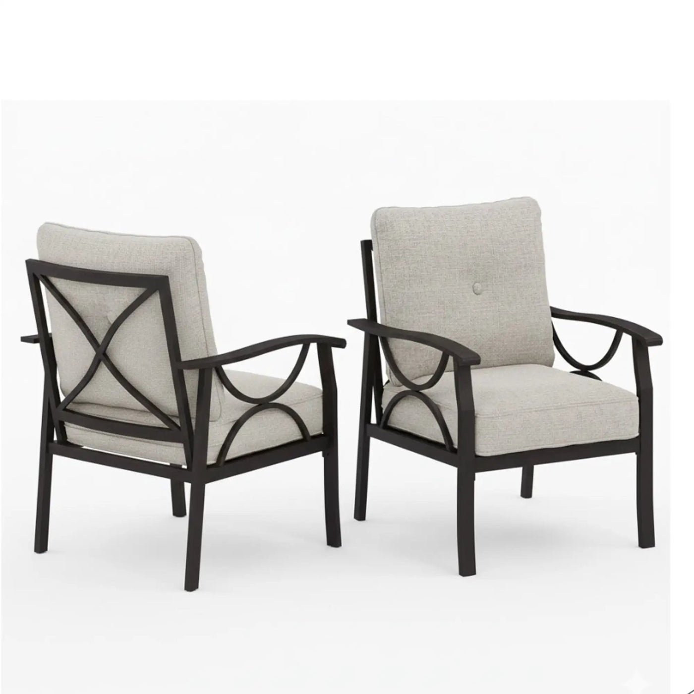 All-Weather Armchairs With Cushions, Modern Sculptural Design (Set of 2) by HouseOfZazla