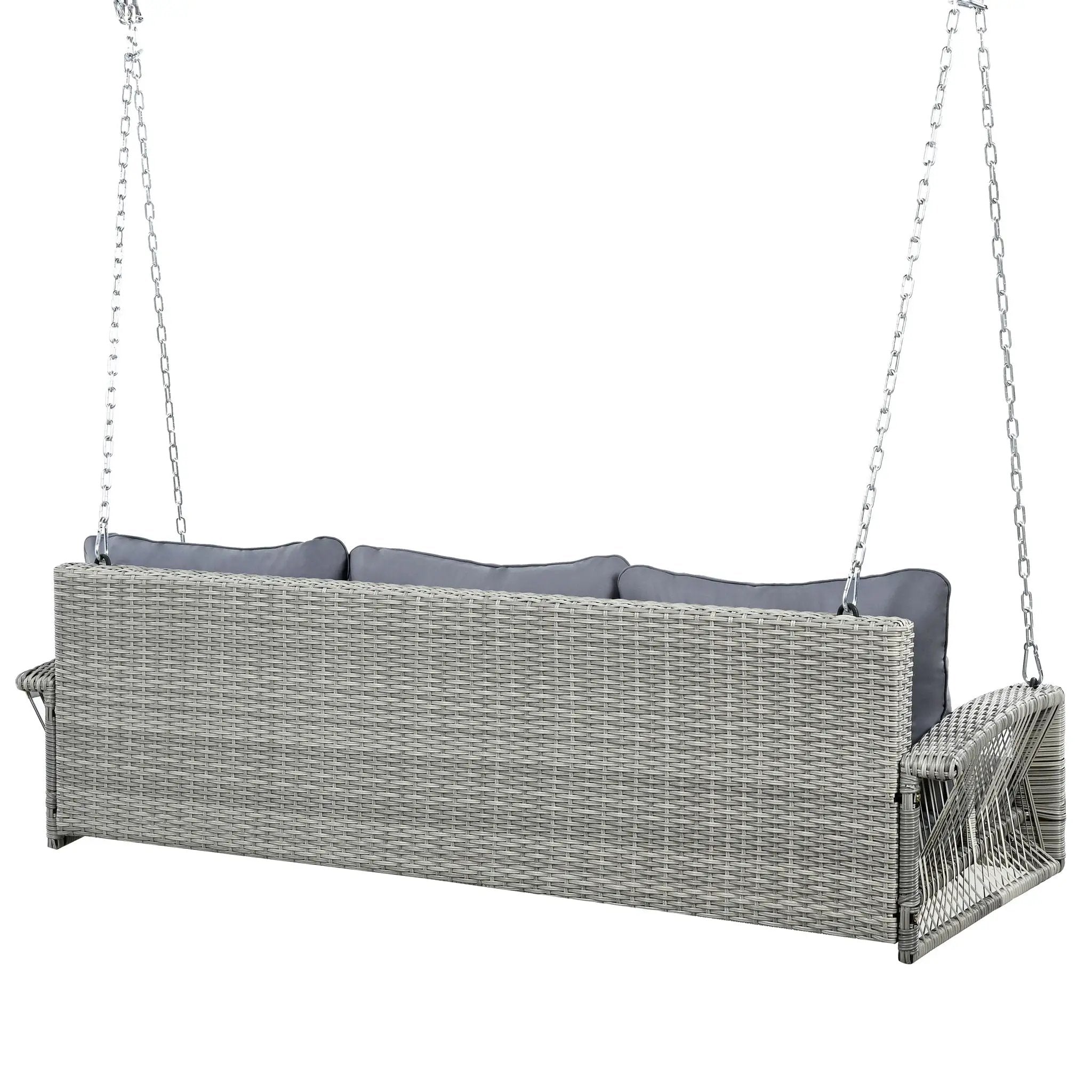 3 Person Large Patio Swing Bench With Cushions For Backyard