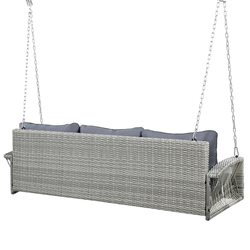 3 Person Large Patio Swing Bench With Cushions For Backyard