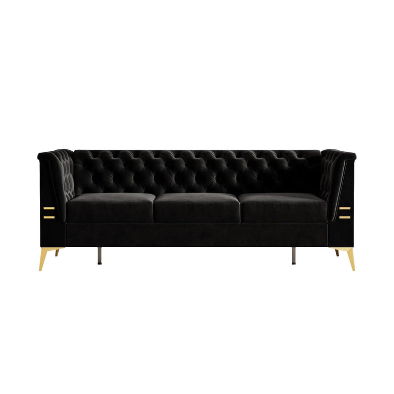 Luxurious Sofa With Legs, Modern Chesterfield Design, Tufted Upholstery, 3 Seat Couch For Living Room And Office by HouseOfZazla