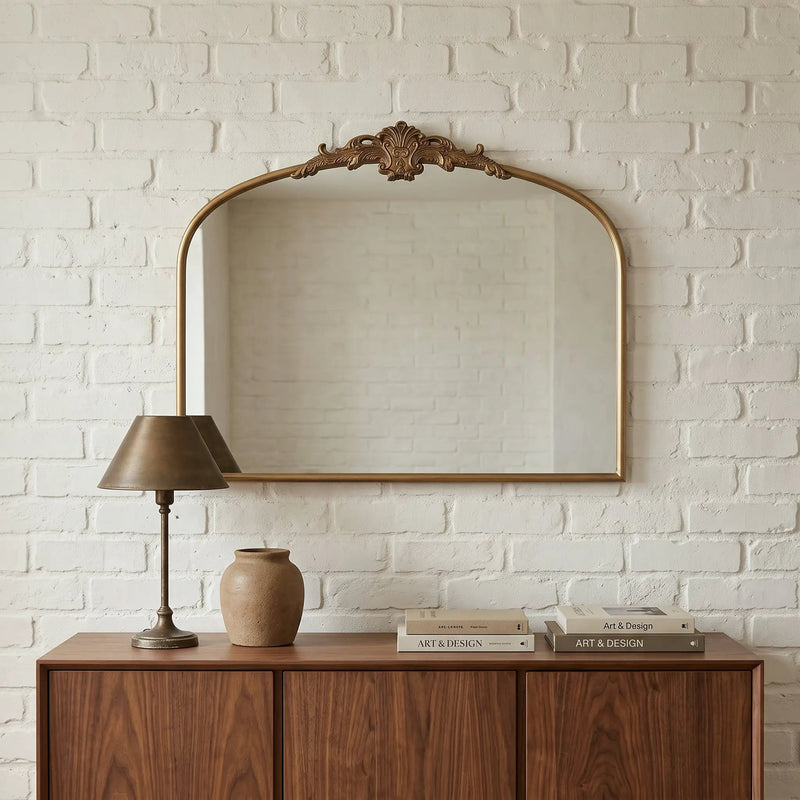32''x24.4'' Baroque Vintage Arched Wall Mirror by HouseOfZazla