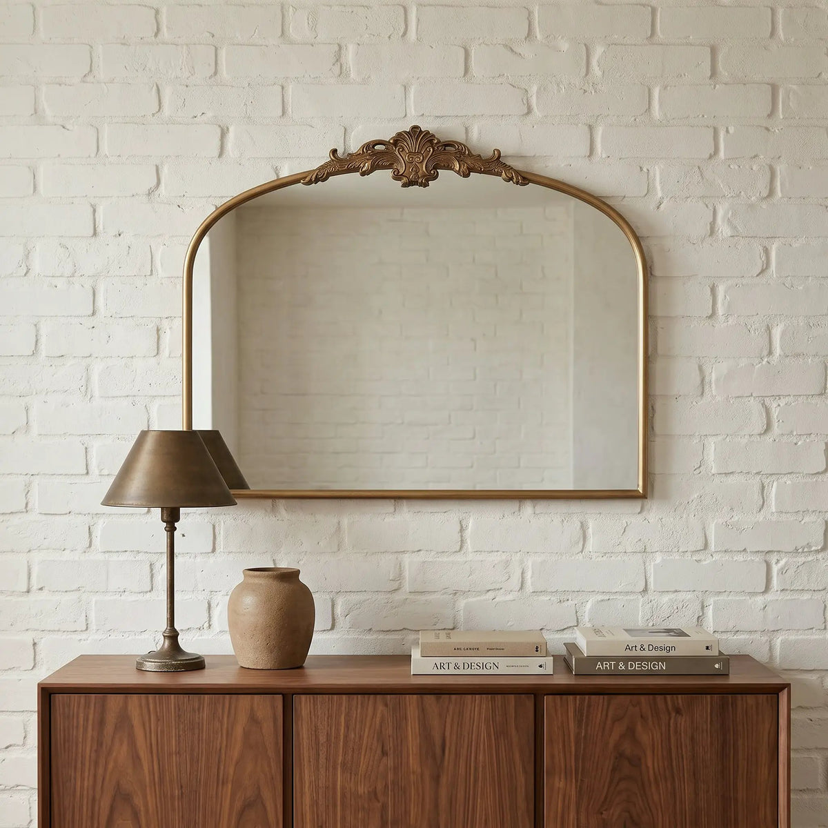 32"x24.4" Baroque Vintage Arched Wall Mirror by HouseOfZazla