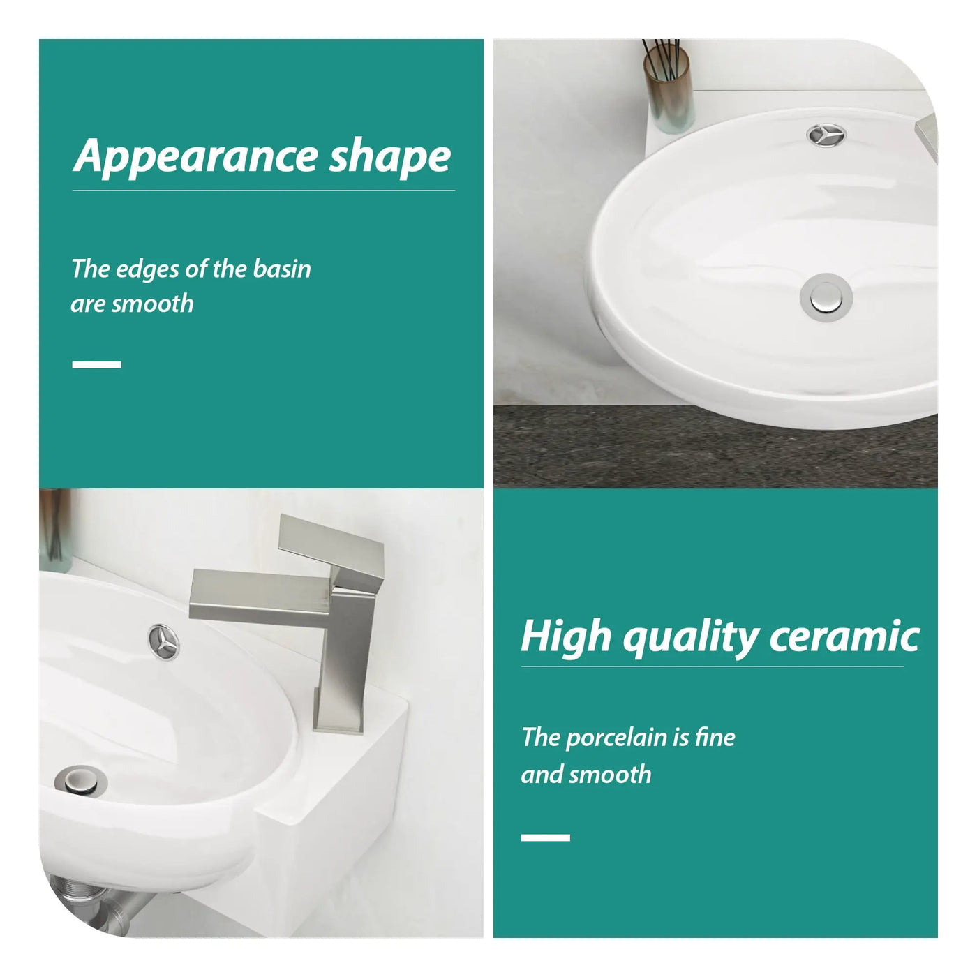 Modern Aesthetic Rectangle Wall Mount Bathroom Sink With Single Faucet Hole by HouseOfZazla