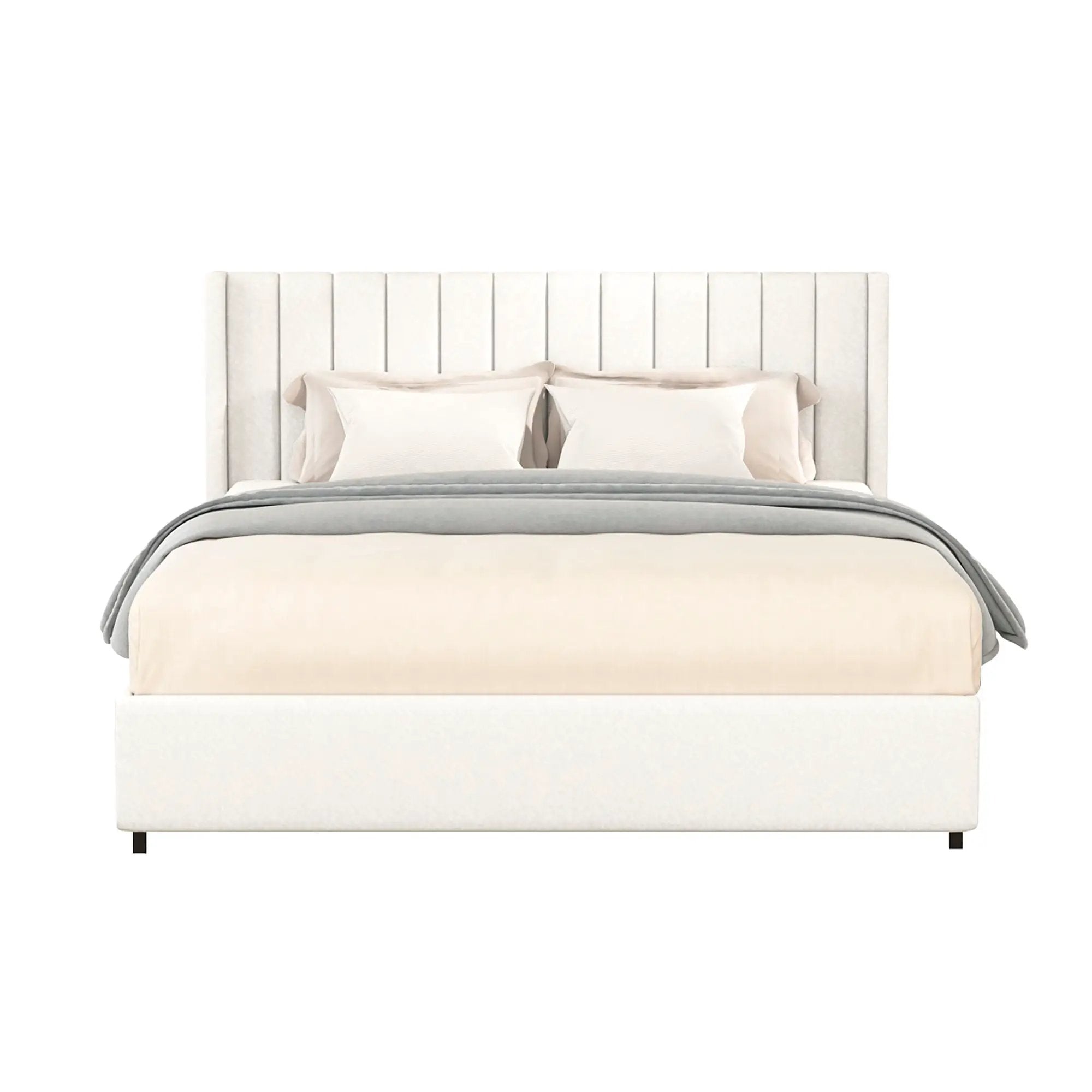Anda - Boucle Upholstered Platform Bed With Patented Drawers Storage - Ivory by Unique Piece Furniture
