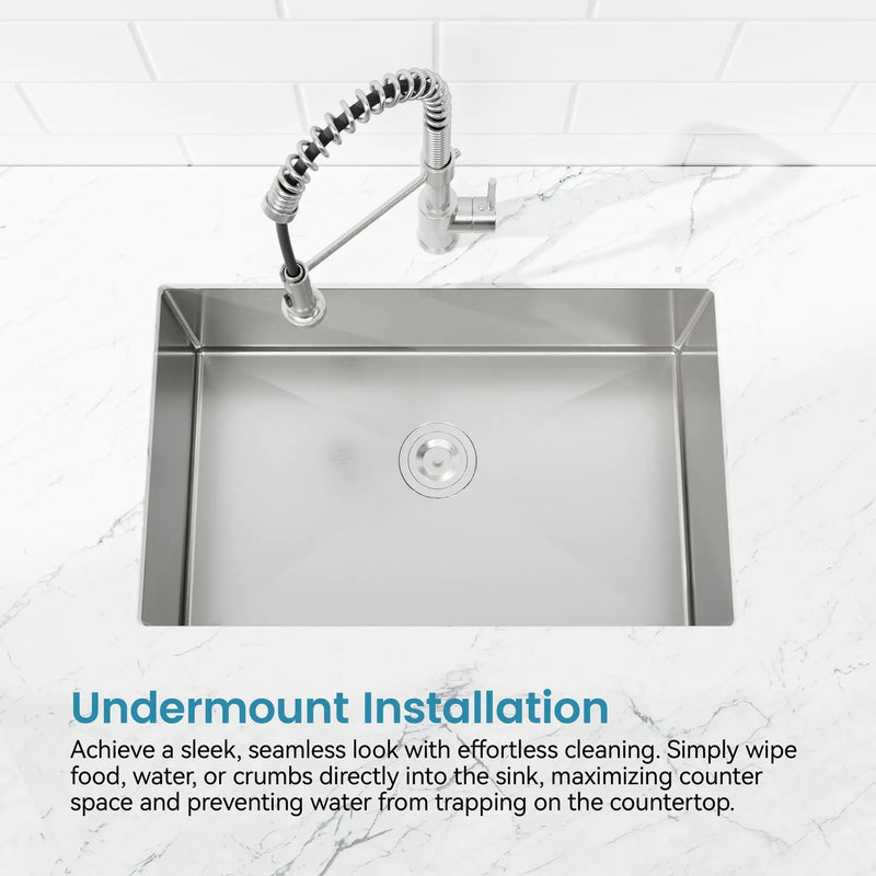Stainless Steel Kitchen Sink, 30″x19″ Drop In Single Bowl, Undermount Handmade Sink in Brushed Nickel by HouseOfZazla
