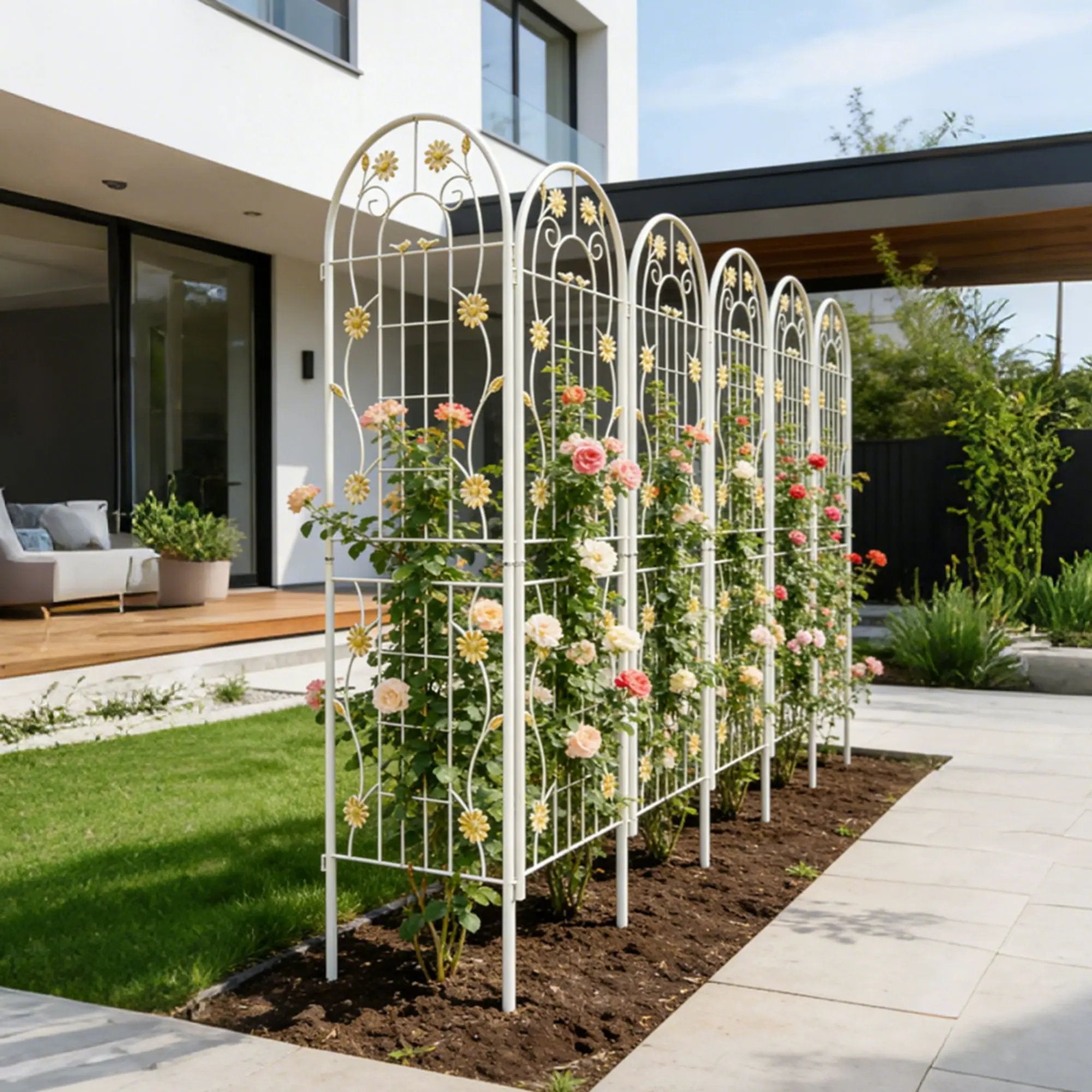 Metal Garden Trellis Rustproof Trellis For Climbing Plant Outdoor Flower Support by Unique Piece Furniture