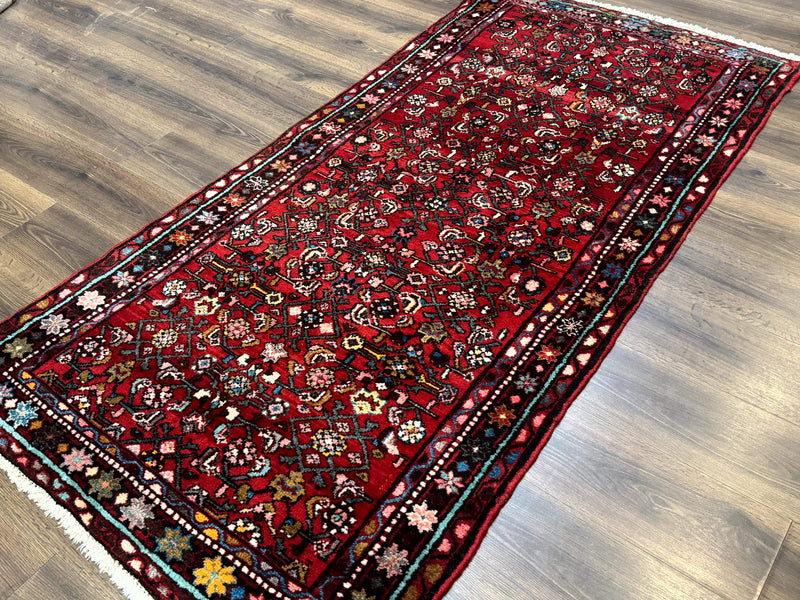 Red Persian Rug 4x7, Village Rug, Wool Vintage Carpet by Jewel Rugs