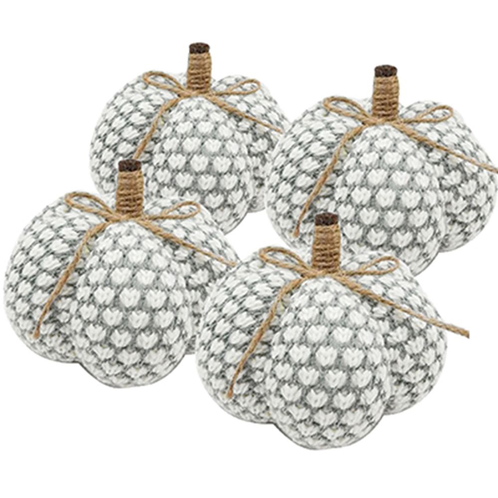 Knite Pumpkin Ornament Decor for Holiday Harvest – Gray or Dark Gray
