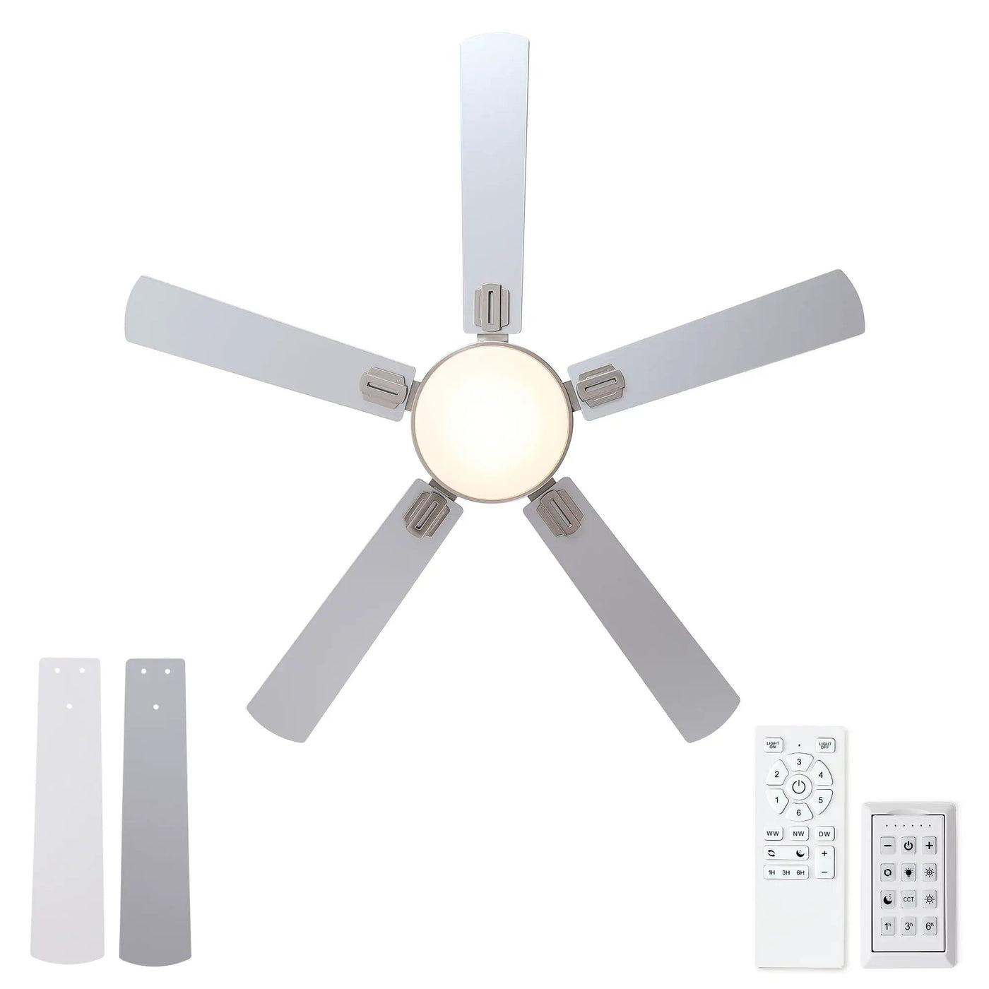 Flush Mount Ceiling Fans With LED Light And Remote Control, 5 Blades by HouseOfZazla