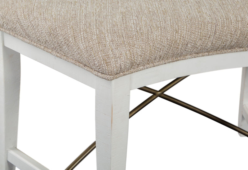 Heron Cove - Curved Bench With Upholstered Seat - Chalk White, photo 3 of 7