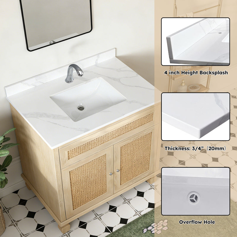 37-inch Quartz Bathroom Vanity Top with Undermount Single Bowl by HouseOfZazla