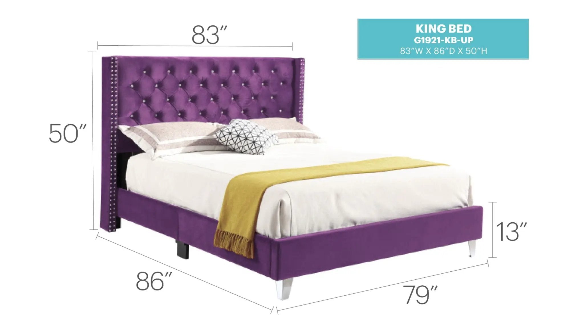 Upholstered Nailhead Trim Chic Bed by Unique Piece Furniture