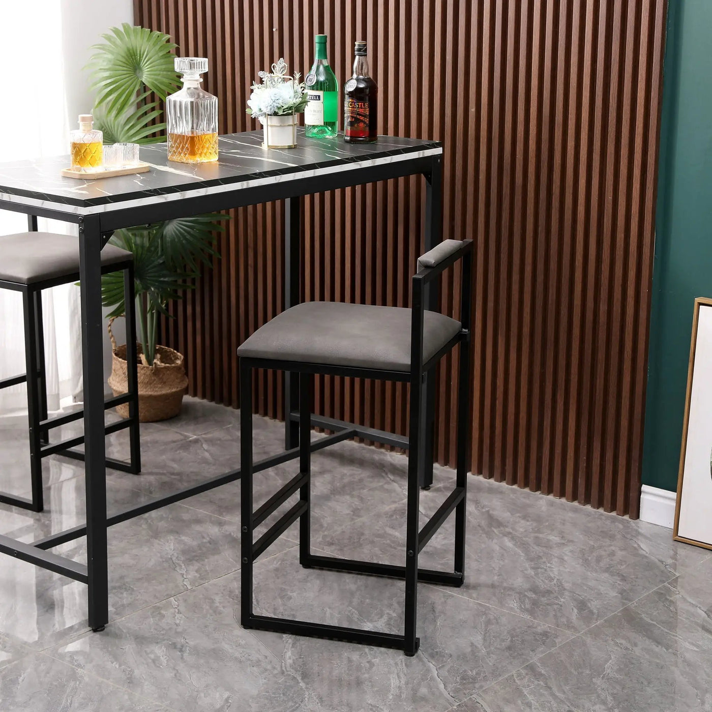 Elegant Bar Stool Set With Backrest And Footrest, Counter Height (Set of 2) by HouseOfZazla