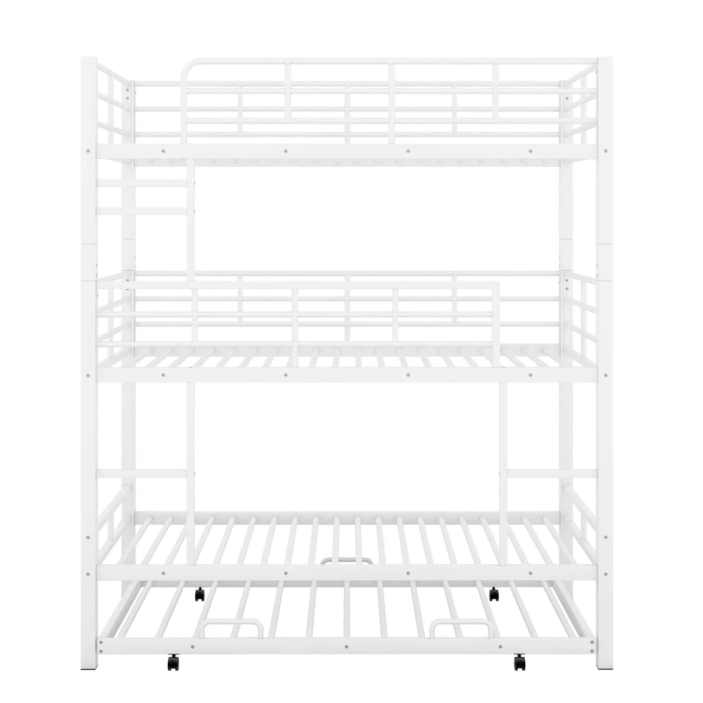 Triple Bunk Bed With Trundle, Heavy Duty Steel Construction by HouseOfZazla