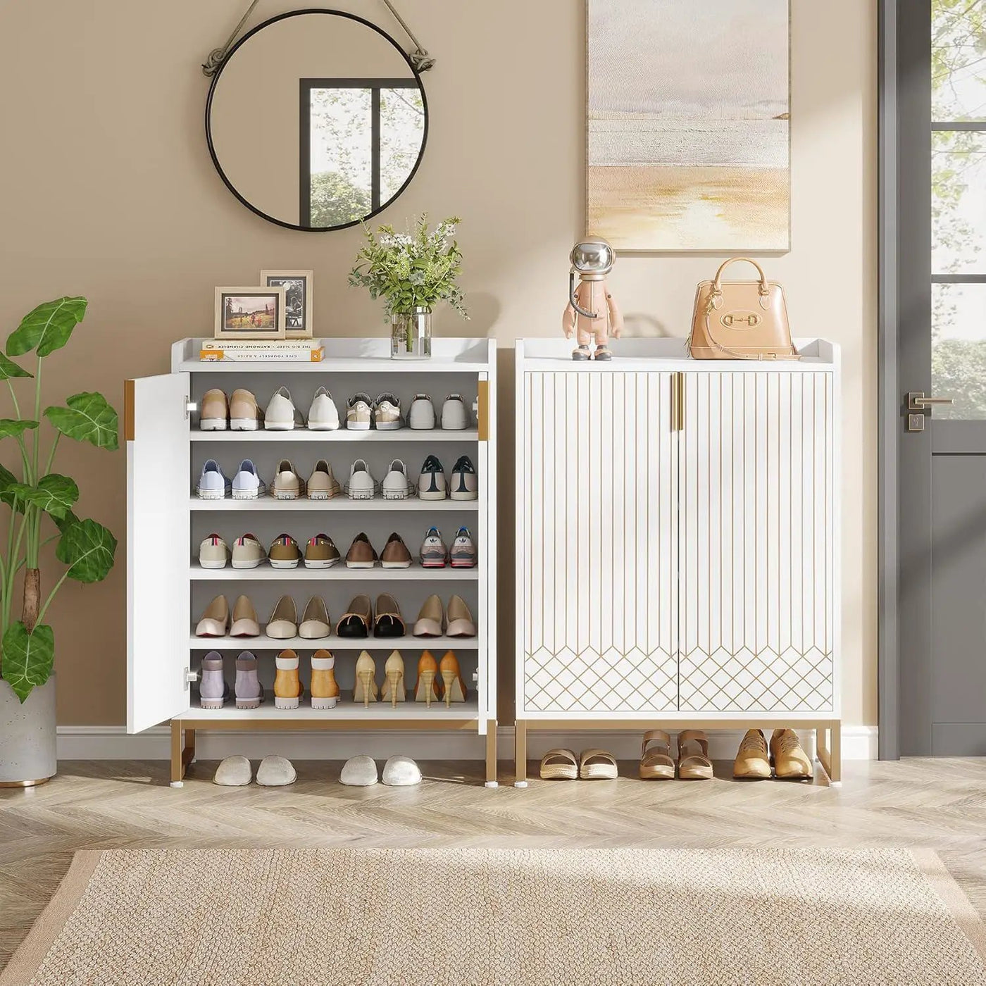 5 Tiers Shoe Storage Organizer With Doors by HouseOfZazla