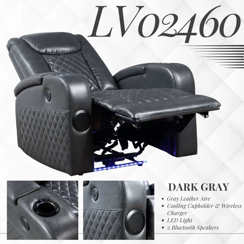 Alair Leather Aire Power Motion Recliner with Bluetooth and Wireless Charger by HouseOfZazla