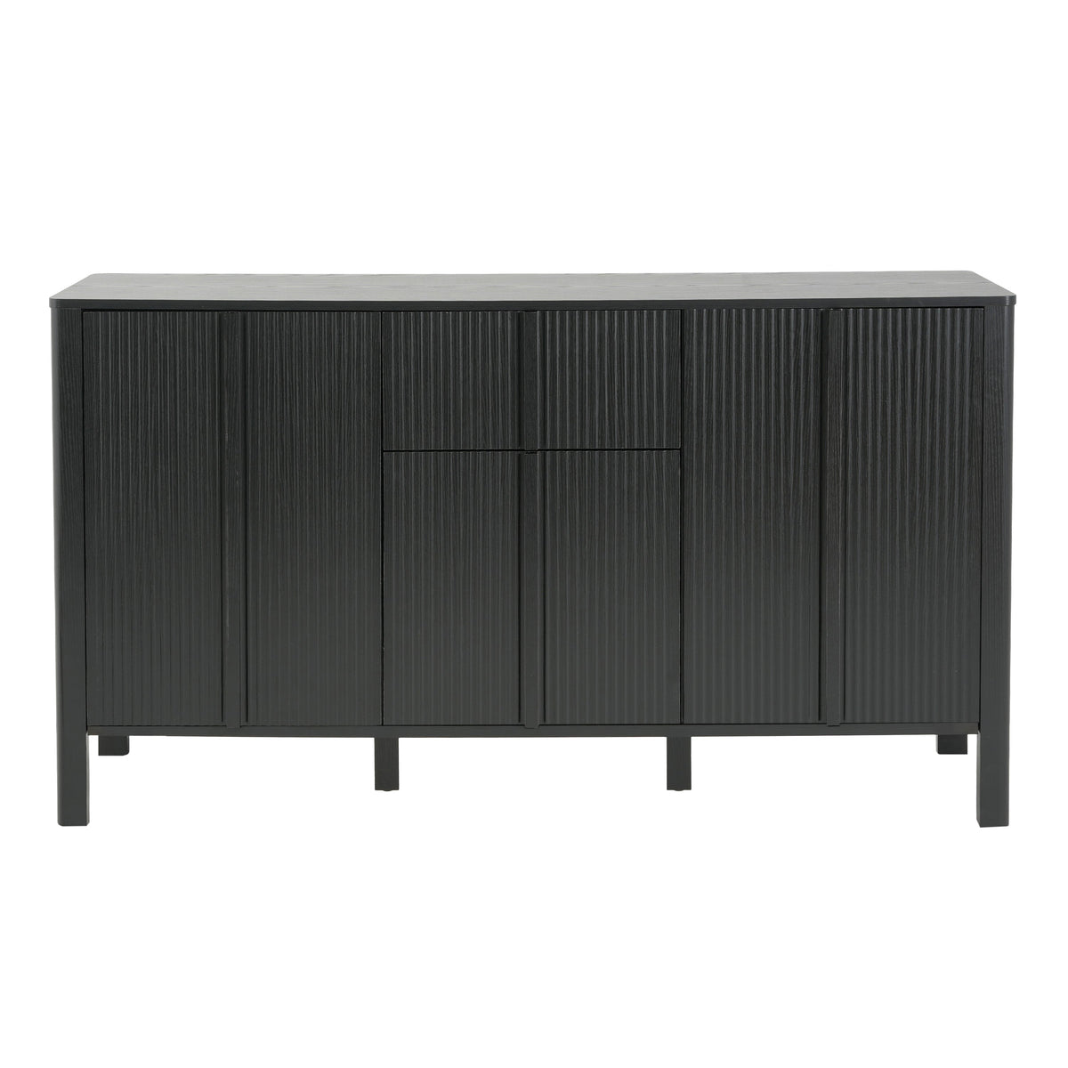 Black Sideboard with Storage - Modern MDF Credenza - Black, photo 5 of 10