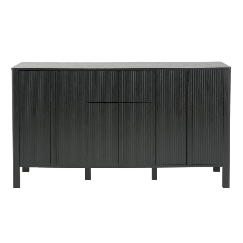 Black Sideboard with Storage - Modern MDF Credenza - Black, photo 5 of 10