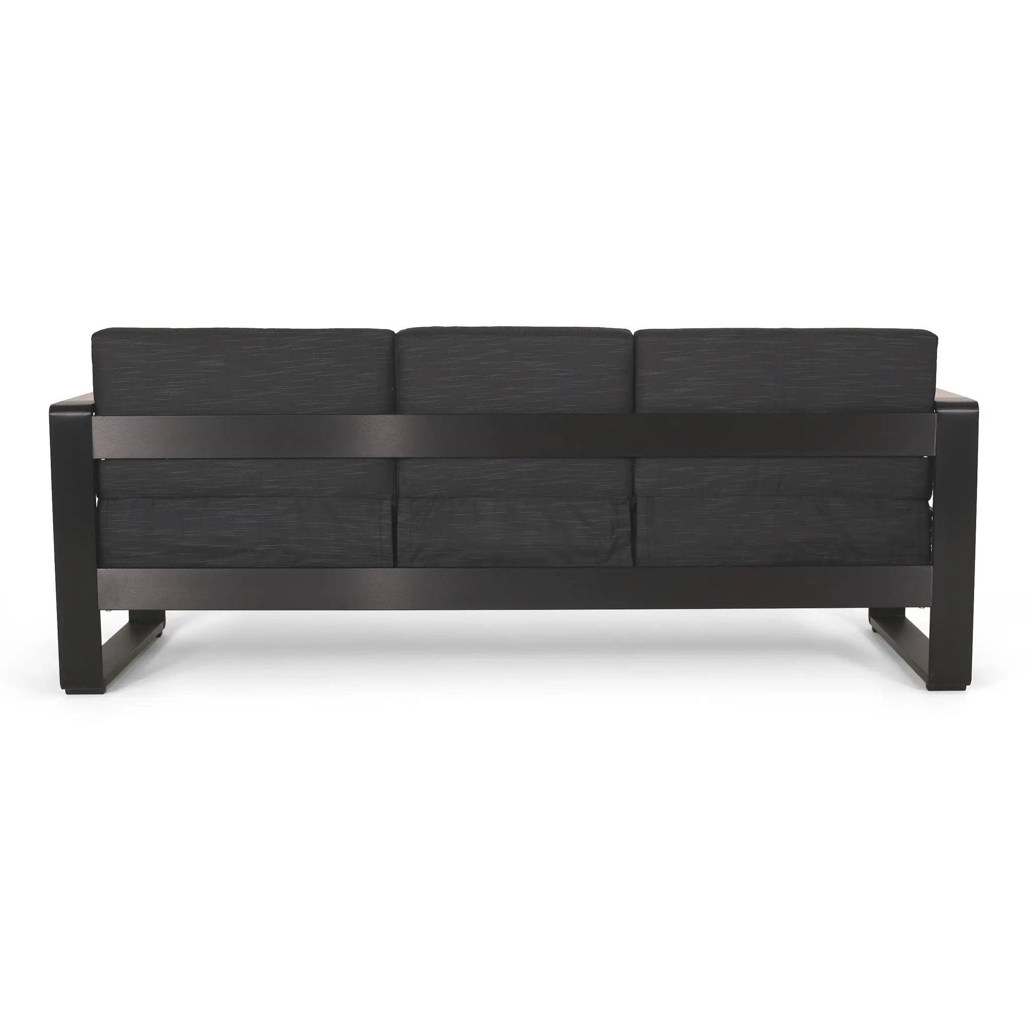 Giovanna 3-Seater Sofa with Aluminum Frame and Water-Repellent Cushions - Black by HouseOfZazla
