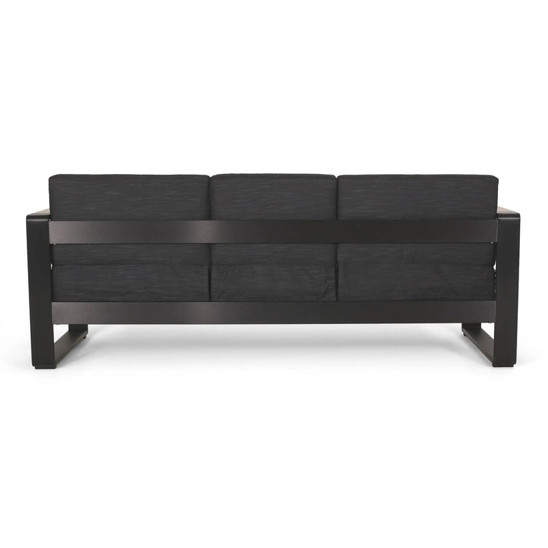Giovanna 3-Seater Sofa with Aluminum Frame and Water-Repellent Cushions - Black by HouseOfZazla