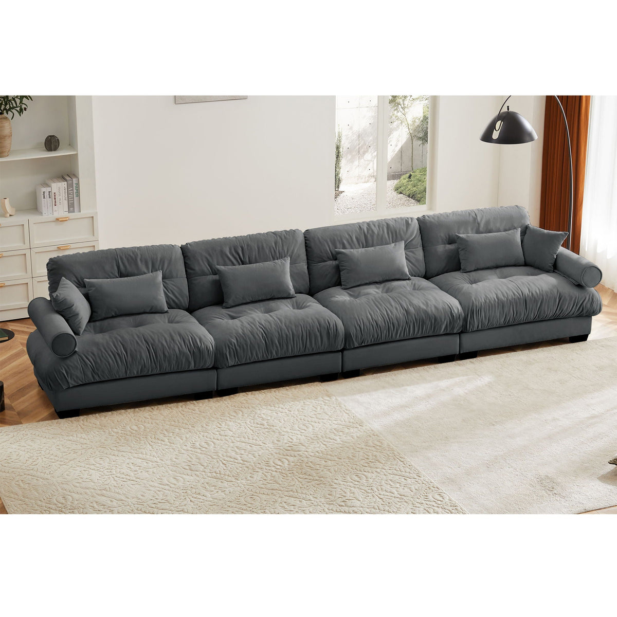 Oversized Modular Sectional Sofa with Deep Seat – Available in Dark Gray, Blue, or Beige, photo 4 of 11