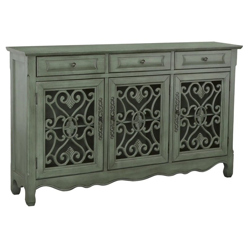 Naomi - 3 Drawer Scrollwork Accent Cabinet - Green by HouseOfZazla