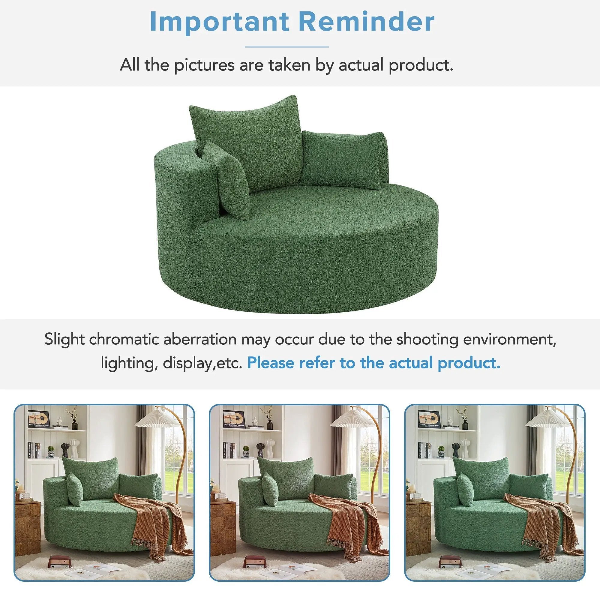 360° Swivel Accent Barrel Chair With 3 Removable Pillows For Living Room by HouseOfZazla