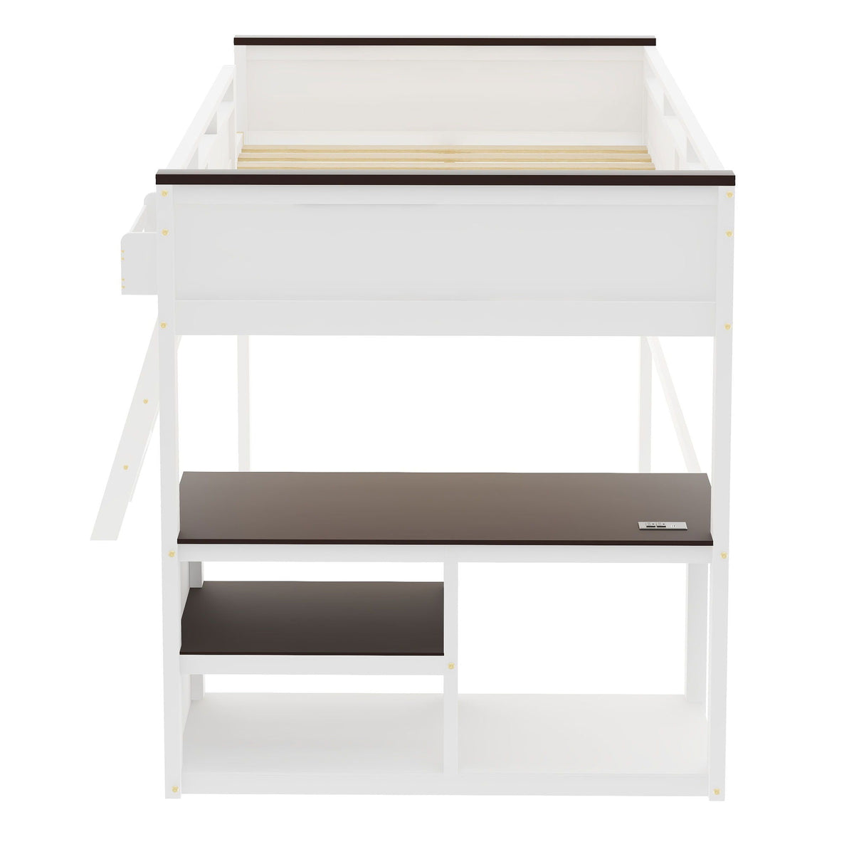 Queen Size Loft Bed with Desk, Storage, and USB Charging Station - White, photo 3 of 13