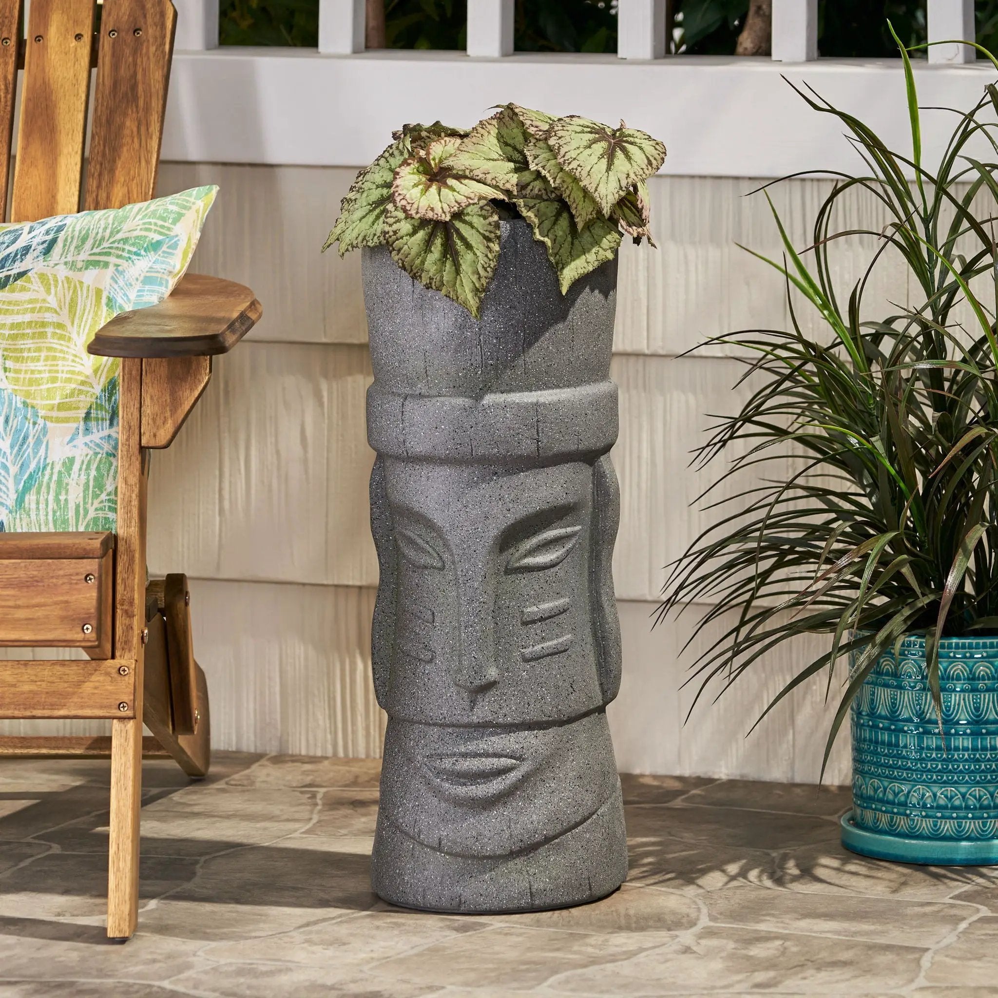 Classic Flower Planter With Magnesium Oxide Material - Stone Gray by HouseOfZazla