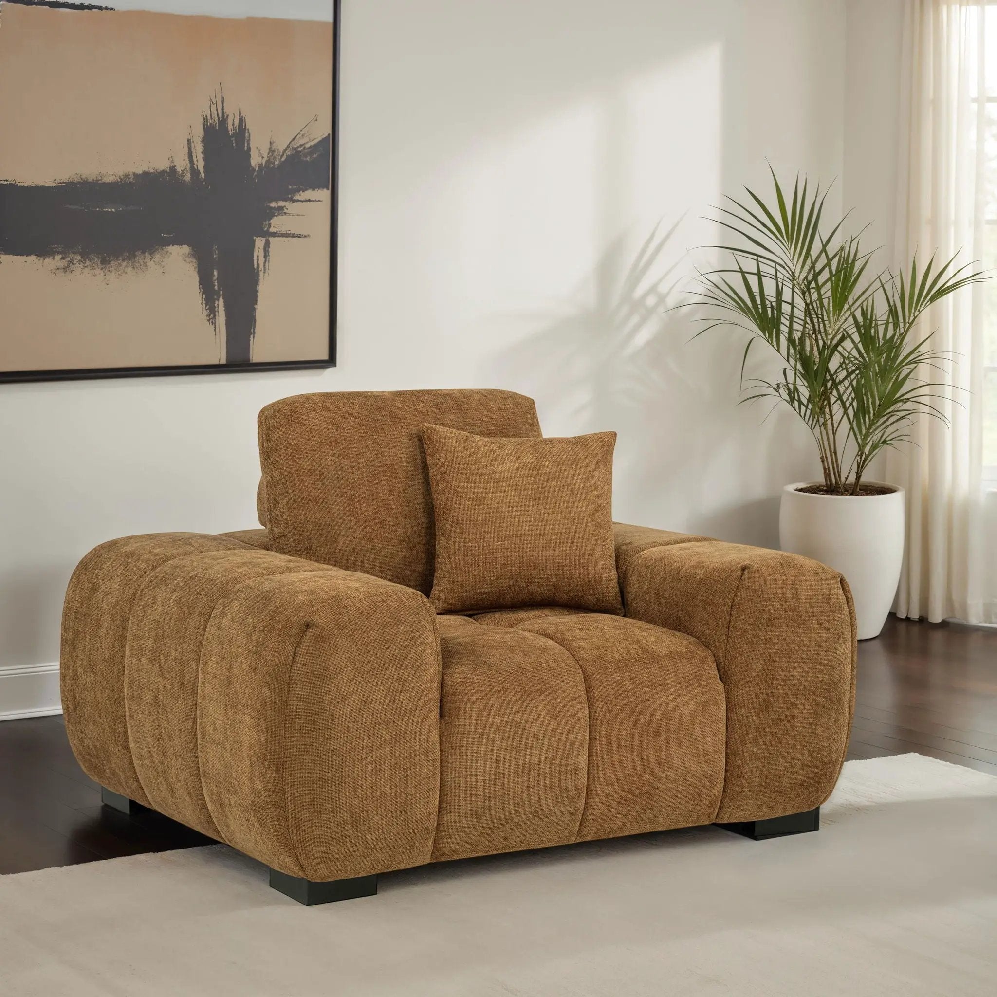 Octavia Upholstered Track Arm Accent Chair Amber by Unique Piece Furniture