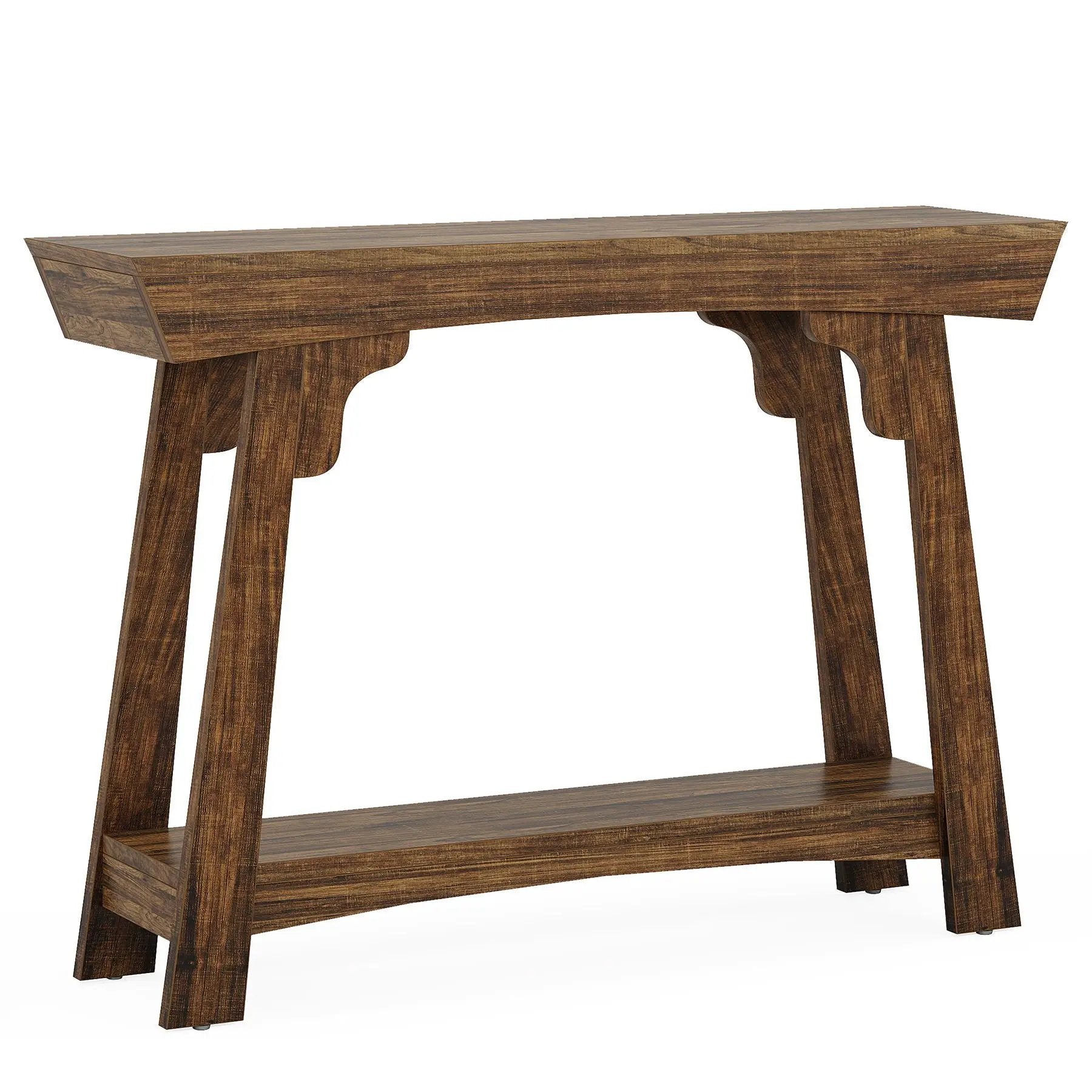 Console Table With 2 Tier Storage - Rustic Brown by HouseOfZazla