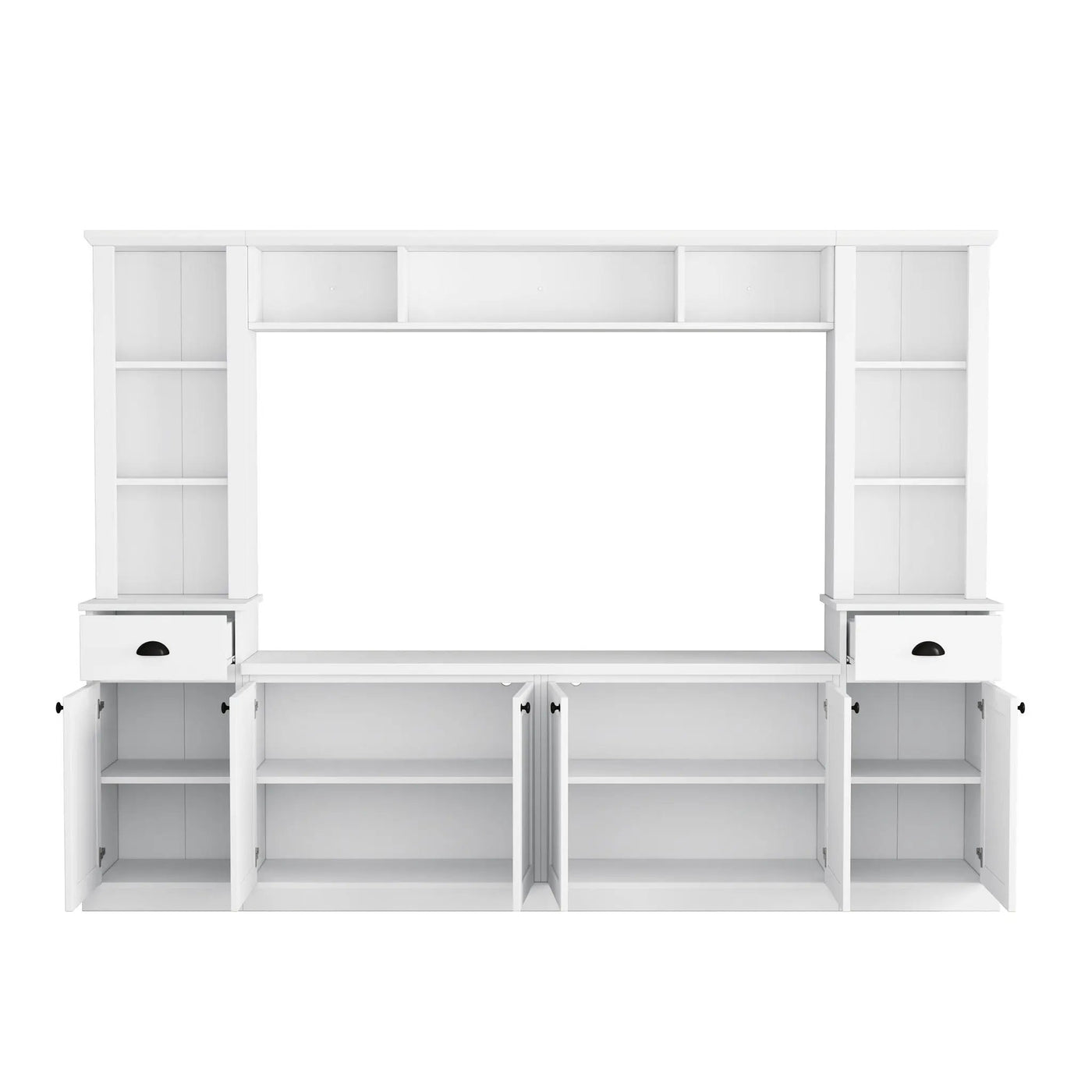 Minimalist Entertainment Wall Unit Set With Bridge For TVs Up To 75" by HouseOfZazla