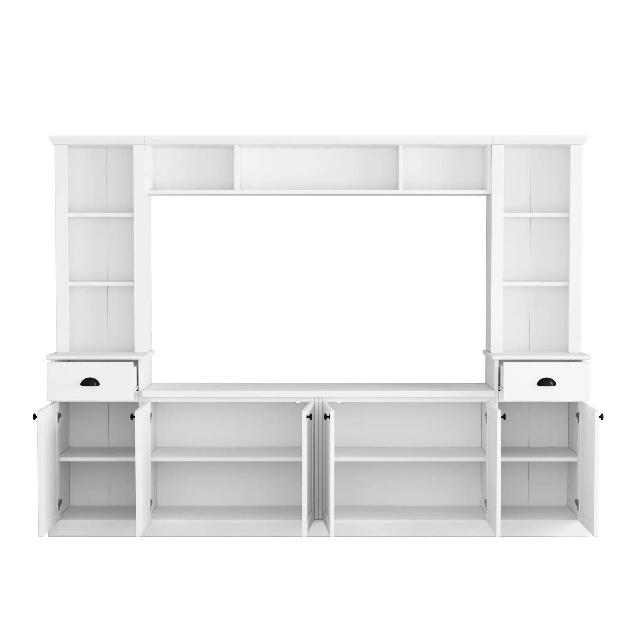 Minimalist Entertainment Wall Unit Set With Bridge For TVs Up To 75"