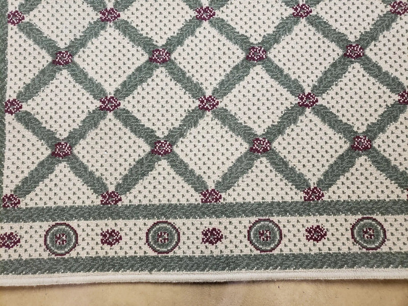 4x5 Panel Design Rug, 4' x 5' Power-Loomed Vintage Rug, Beige & Pine Green Carpet by Jewel Rugs