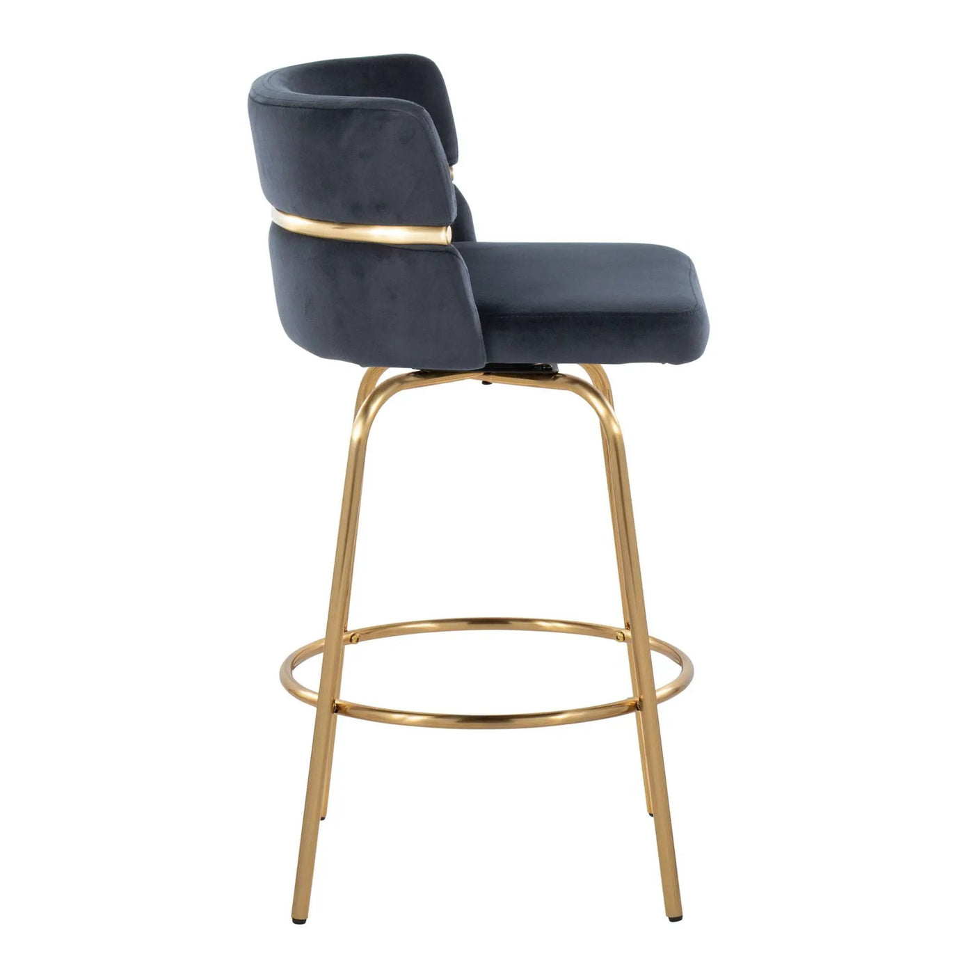 Cinch - Glam / Art Deco Fixed Height Counter Stool With Swivel With Round Footrest (Set of 2) by HouseOfZazla