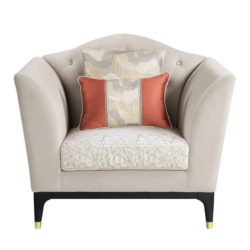 Tayden - Chair With 2 Pillows - Beige Velvet by Unique Piece Furniture