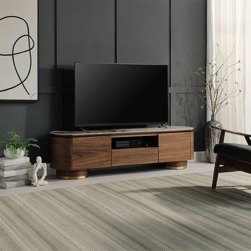 Willene - TV Stand With Ceramic Top - Ceramic Top & Walnut by Unique Piece Furniture
