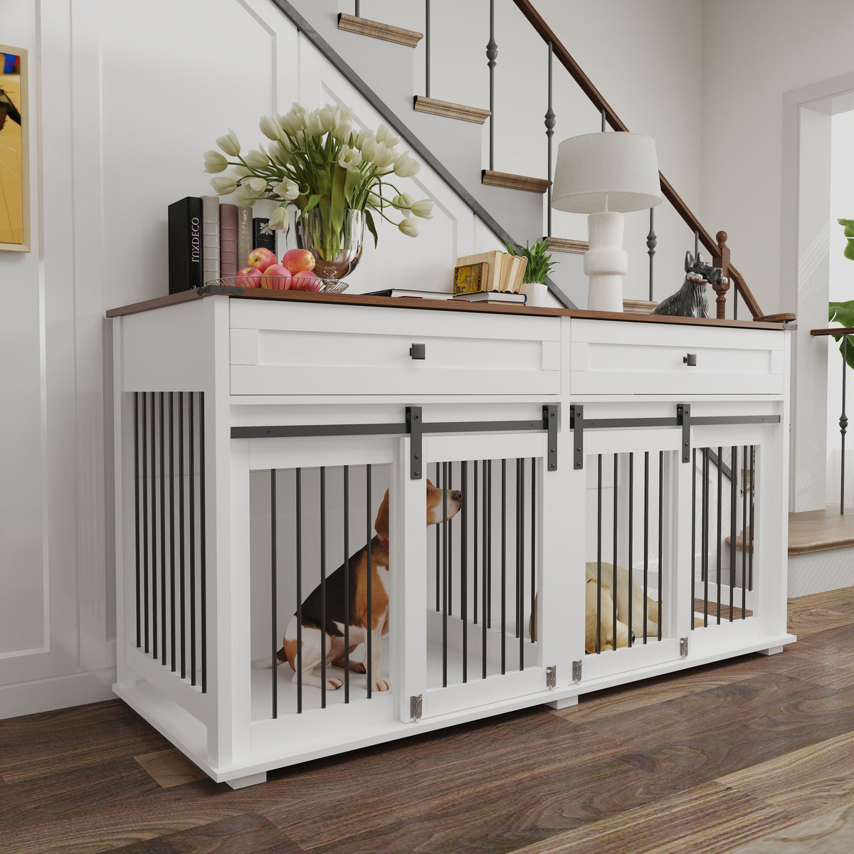 63'' Large Dog Crate Furniture for Double Dog, photo 2 of 10