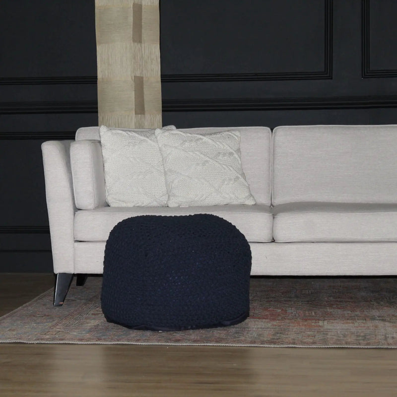 Semi Rounded Pouf Cable Knitted Perfect Seating by HouseOfZazla