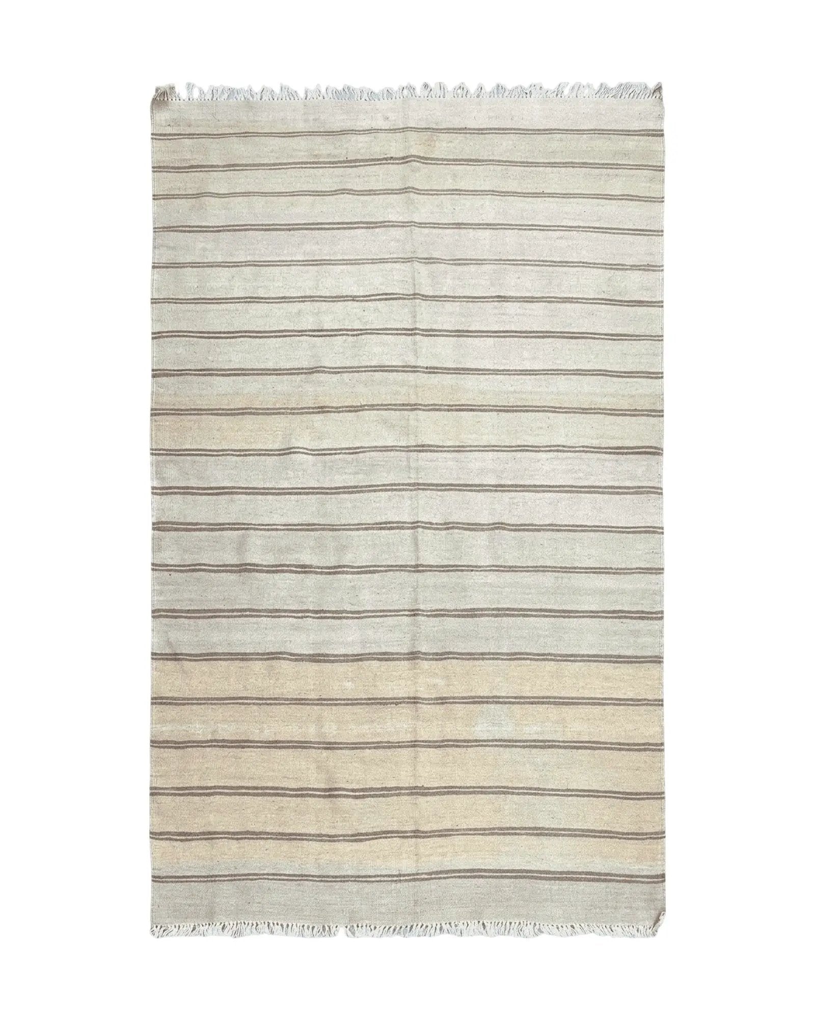 New Turkish Kilim Rug 5x8 Flatweave Carpet, Bohemian Rug, Contemporary Rug, Hand Woven, Wool Area Rug, Gray and Taupe, Striped Pattern by Jewel Rugs