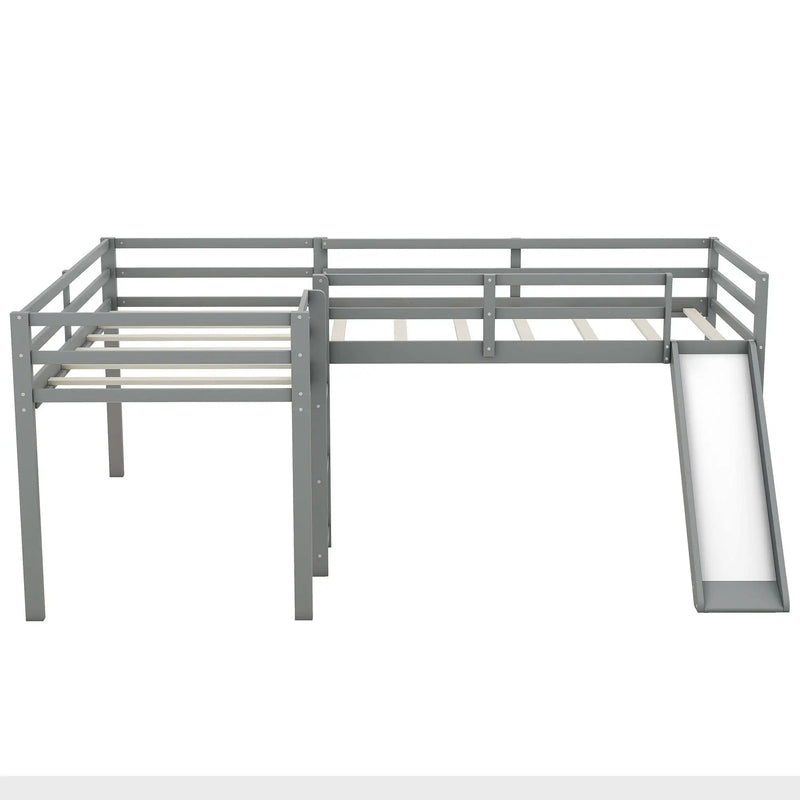 L Shaped Loft Bed With Ladder And Slide