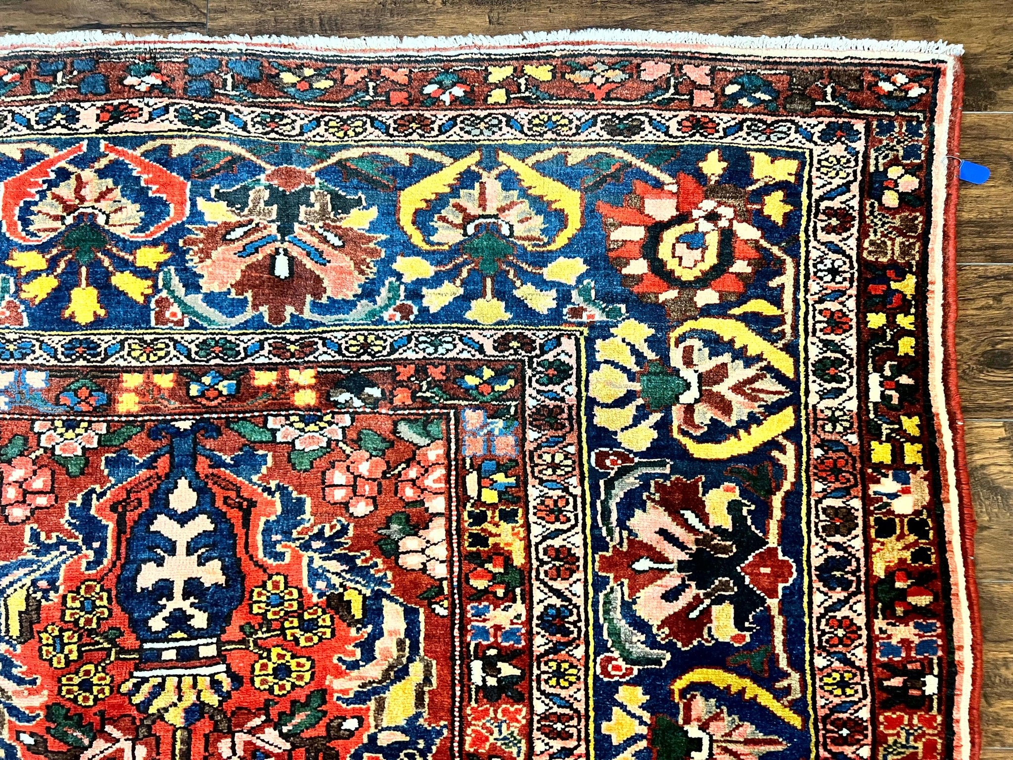 Large Persian Bakhtiari Rug 10x14, Rare Perisan Tribal Rug, Red Blue Ivory Multicolor, Hand Knotted, Semi Antique Carpet by Jewel Rugs