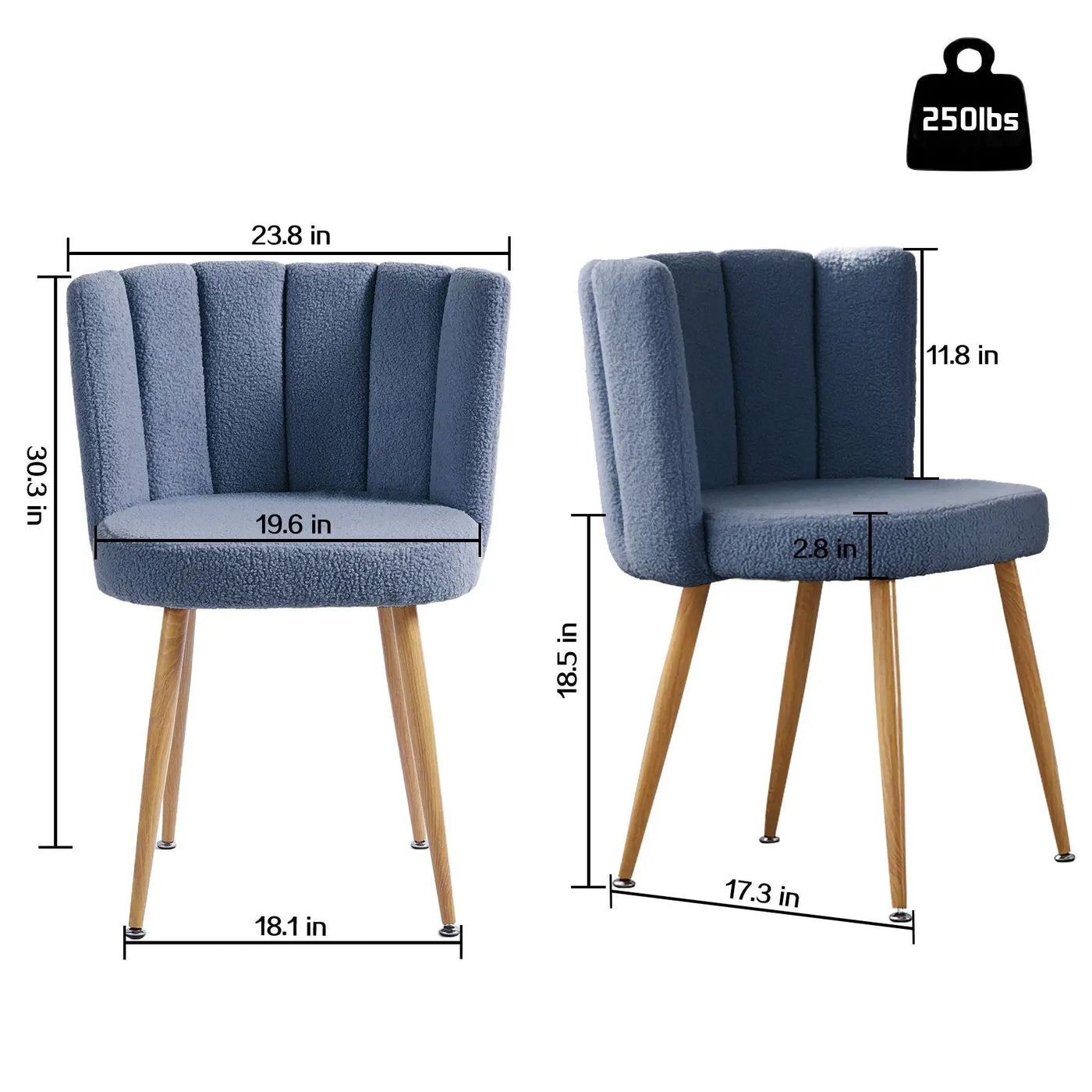 Modern Dining Chair (Set of 2) With Iron Tube Wood Color Legs, Shorthair Cushions And Comfortable Backrest, Suitable For Dining Room, Living Room, Cafe, Simple Structure by Unique Piece Furniture