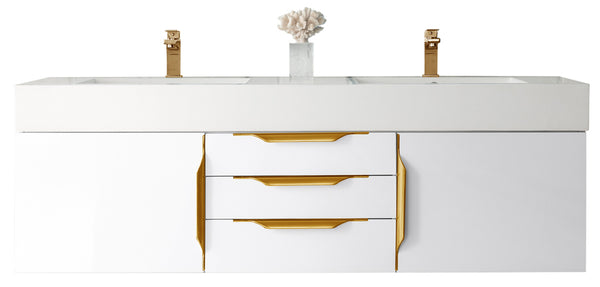 James Martin Columbia 59" Floating Double Bathroom Vanity, Glossy White