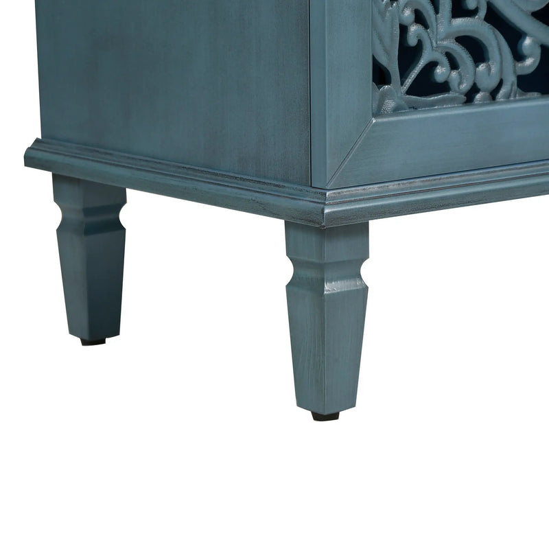 60" Antique Buffet Cabinet with Floral Carvings and Adjustable Shelves by HouseOfZazla